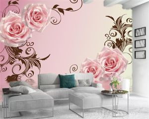 3d Wallpaper Living Room Light Pink Beautiful Flowers Home Decor Living Room Bedroom Wallcovering HD Wallpaper