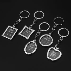 Moldura da foto Keychain Rodada Coração Oval Forma Rhombus Liga de Metal Chaveiro Chaveiro Chaveiro Chave Do Carro Casais Chaveiro Presente Frete Grátis