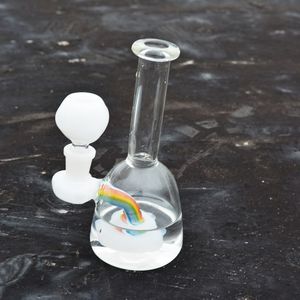 Regenbogen-Glas-Wasserpfeifen-Wasserpfeife, Wasserpfeife, weiße 6 Zoll hohe Dab-Ölplattform, cooler, berauschender Glas-Bubbler