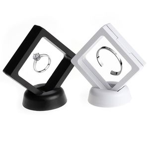 Smycken Ring Pendant Display Stativ Suspended Floating Display Case Mynt Gems Artefacts Förpackning Boxar Vit Svart 2022