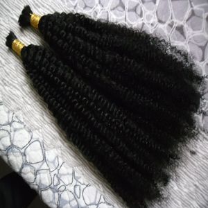 2 Pacotes mongolian crespo cabelo encaracolado 200g Não há trama Humanos Pacotes de cabelo cabelo humano afro Kinky Curly por trança massa nenhum apego