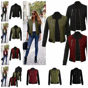 Europe United States autumn winter new solid color zipper cotton jacket wine red green black support mixed batch