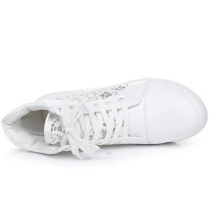 Gorący Creepers White Srebrne Sneakers Gumowe Brogue Skórzane Koronki High Heel Buty