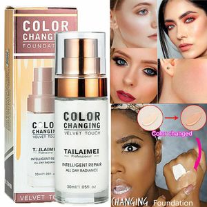 TLM Color Change Foundation Основа для макияжа Nude Face Жидкое покрытие Корректор Изменение цвета кожи противоаллергическое Водонепроницаемый 30мл