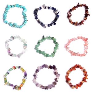 Naturlig kristall grus armband amethyst mode charm armband rosa turkos korall röd 24 färger 20pcs / lot grossist