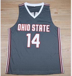 Ohio State Buckeyes College #14 Joey Lane Basketball -Jersey Mens Ed Custom Number Name Gray Trikots