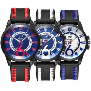 Fashion Mens Outdoor Sport Silikon Mjuk Gummi Stor Nummer Dial Watch Nya Interfärg Män Mänskliga Kvarts Armband Armbandsur