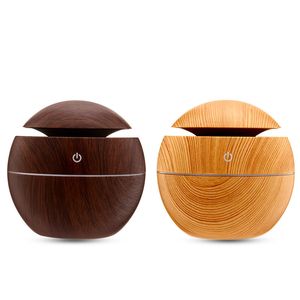 2023 Hot Ball Shape Wood Grain Essential Oil Diffuser Bambu Color USB Luftfuktare för kontor hem sovrum vardagsrum