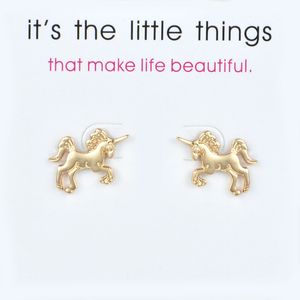 Słodkie kolczyki jednorożca stop Exquisite Gold Silver Colors Stud Kolczyki Damskie Pegasus Uroczy Karty Biżuteria Prezenty Dla Dziewczyn