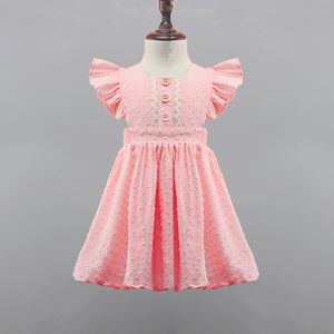 Bebek Kız Çiçekli Elbise Yaz Çocuk Pileli Etek Kolsuz Çiçek Baskı Düğme Elbiseler Çocuk Moda Elbise Giyim