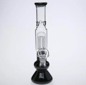 Branco fumar tubulações azuis vidros bongs âmbar plataformas de petróleo preto tubulações de água claro 29cm alto 14.4mm tigela