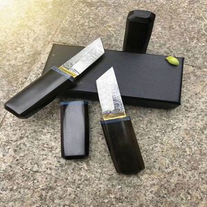 Kleine Messer aus japanischem VG10-Damaststahl mit fester Tanto-Klinge und Ebenholzgriff, Mini-Geschenkmesser zum Sammeln