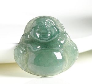 Natural A Cargo Burma Jade Ice Oil Green Jade Maitreya Ciondolo Buddha che ride Ciondolo in giada femminile