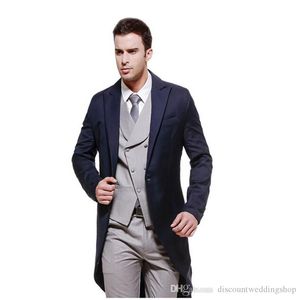 Handsome Morning Style Man Tailcoat Suit Wedding Mens Groom Tuxedos Party Prom Business Passits (Jacka + Byxor + Vest + Tie) J279