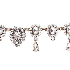 Partihandel - Designer Luxury Super Glittering Vit Kristall Zircon Flower Tassel Pendant Collar Choker Statement Halsband för kvinna