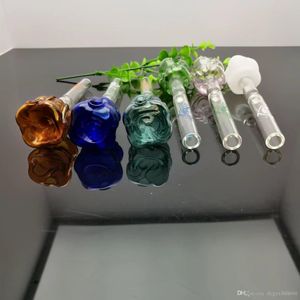 Colored Rose Glass Chimney Cooker Wholesale Bongs Oil Burner Pipes Water Pipes Rigs Smoking