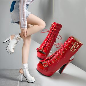 Newest women boot sandals Europe and USA popuar Sandals lady open toe sandal thick heels addition gladiator shoes platform sex buckle sandal