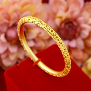 6mm bred nyaste blomma ihålig filigran Bangle vackra smycken 18k gul guld fylld brud kvinna armband armband charm gåva