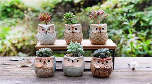Cartoon Owl-shaped Flower Pot for Succulents Fleshy Plants Flower Pot Ceramic Small Mini Home/Garden/Office Decoration DHL Free Shipping