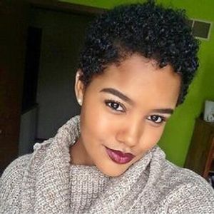 Afro gekinky locky Keine Spitze menschliches Haar Perücken für schwarze Frauen brasilianische natürliche glühlose Maschine Keine Spitzenfront HumanHair Perücke