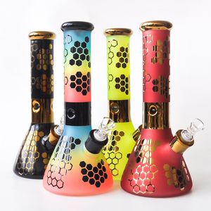 Nuovo 12 pollici 7 mm di spessore Beaker Bong Oil Rig Tubo dell'acqua Narghilè riciclatore gorgogliatore bruciatore a nafta con ciotola di vetro da 14,4 mm