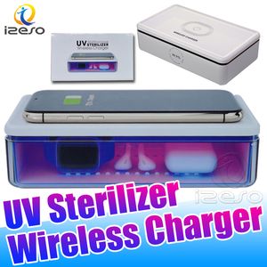 Scatola sterilizzatore per telefono UV LED Caricatore wireless 15W Sterilizzatore automatico portatile multifunzione per maschera Spazzolino Cellulare Bellezza izeso