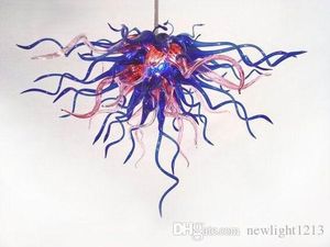 Cobalt Blue and Red Retro Chandeliers light with LED bulbs Murano Glass Chandelier Pendant Lamp