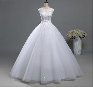 Ball Gown Real Images Jewel Lace Tulle Wedding Dress Bridal Dresses Plus Size Bridal Dresses Plus Size Shine Skirt