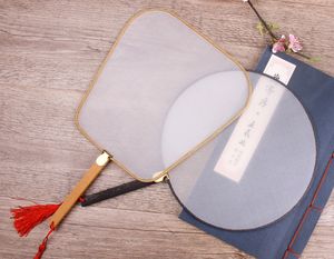 Vintage Diy White Mulberry Silk Fan Traditionellt hantverkhandtag Tomt Kinesiska Handfans Kvinnor Bröllopsfan Program Vuxen Konstmålning