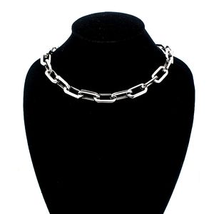 Klobige Gliederkette Halsketten Modeschmuck Damen Herren Edelstahl Flache O-Kette Silberfarbe