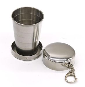 New 75ML Mini Stainless Steel Portable Travel Folding Collapsible Cup Telescopic Christmas Gift outdoors portable beer mug with key ring