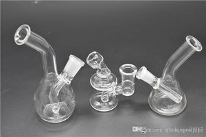 Högkvalitativ Mini Glas Bong Tjocka Vattenrör Bubbler Pyrex Tjock Recycler Oil Rig Bongs med 10mm 14mm led för rökning