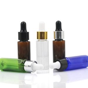 10ml / 15ml / 20ml Cam Dropper ile Amber Mavi PET şişeler boşaltın Doldurulabilir Damlalık Şişe Esansiyel Yağı Şişe Numune Makyaj Şişeleri LX1886