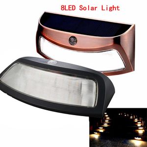 LED Solar Lamp 8LED Step Light Smiling Wall Lights PIR Motion Sensor Doorway Lighting for Fence Staircase