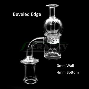 3mmWall 4mmBottom Beveled Edge Quartz Banger With Spinning Carb Cap Male Female 10mm 14mm 18mm 45/90 Quartz Nails for Glass Water Bong