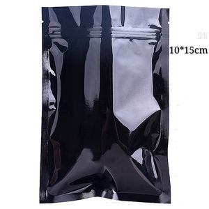Black Aliminum Foil Zip Lock Упаковочная сумка Само уплотнительное Красочное Мателлическое Mylar Ziplock Пакетные пакеты 10 * 15 см (3.93 * 5,90 дюймов) Стиль 100 шт.