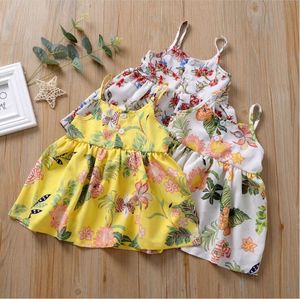 Meninas Vestidos Crianças Vestido Impresso Floral Suspensórios de Verão Vestidos Criança Princesa Bonito Vestido Sundress Casual Sling Vestidos CYP550