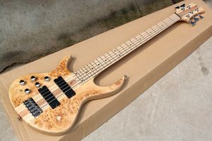 Factory Left-hand 5 Strings Electric Bass Guitar with Maple Fretboard,Neck-thru-body,2 Pickups,24 Frets,offering customized services