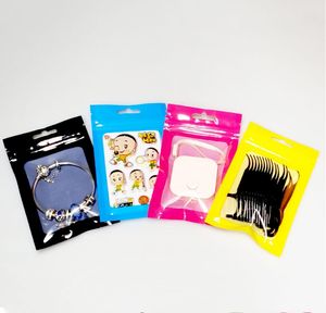 Sacchetti di imballaggio lucidi colorati con chiusura a zip da 100 pezzi 6 * 10 cm con finestra trasparente, piccolo pacchetto di campioni MIni per prodotti di mercato, sacchetto regalo