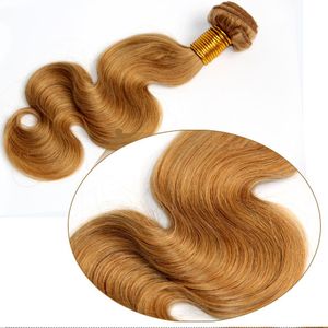 Capelli brasiliani biondo scuro con onda del corpo 12-24 pollici Biondo miele puro n. 27 Estensioni dei capelli umani vergini peruviani