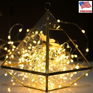 LED Strings 2M Copper Silver Wire Lights Battery Fairy light Firefly Lights For Christmas Halloween Home Party Wedding Party Decoration EUB