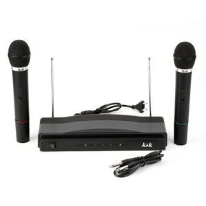 Freeshipping 75 KHz Mikrofon Sistemi Profesyonel Kablosuz Çift El 2 x Mic Alıcısı Pop / Şok Gürültü Koruma Sıkıştırma