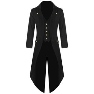 Mäns Trench Coats Coat Jacket Steampunk Men Punk Retro Tuxedo Man Tailcoat Passar 2021 Windbreaker Long Blazer Plus Storlek 5XL Mens