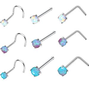 3 delar 1 lot 20G näsborrar piercingar CZ Crystal Piercing Nose Stud Rostfritt stål Star Rings Nariz Smycken
