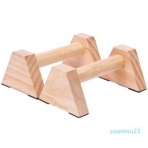 Wholesale-1 Pair Calisthenics Handstand Bar Wooden Fitness Exercise Tools Training Gear Push-Ups Double Rod Stand