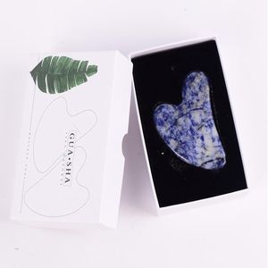 Giada Guasha Bordo di Massaggio Blu Naturale Sodalite SPA Agopuntura Raschiando Pietra Curativa Massaggio Gua Sha Strumento Cura Della Pelle Trucco