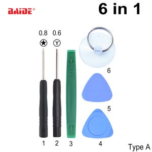6 in 1 Mobile Phone Repair Tools Kit Smart Mobile Phone Screwdriver Opening Pry Set For iPhone Android