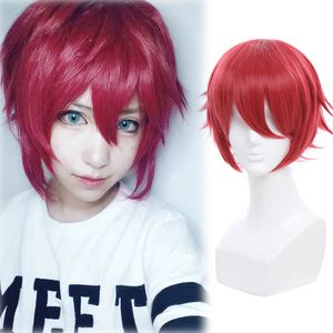Detalhes sobre Toushirou Shinano Touken Ranbu Bangs perucas de cabelo curto Direto Red Cosplay Wig