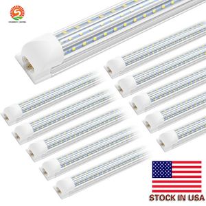 D-formad 4ft 5ft 6ft 8ft 120W Kylare Dörr LED-rör T8 Integrerade LED-rör Triplex Sides LED-lampor 100-277V lager i USA