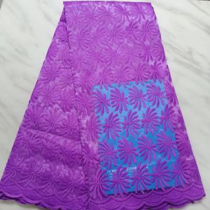 5 ярдов ПК Хорошая распродажа фиолетовый французский сетевой кружевной ткани цветка вышивка и африканский материал сетки для платья BN1379